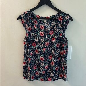 LC Lauren Conrad Navy and Pink Sleeveless Blouse